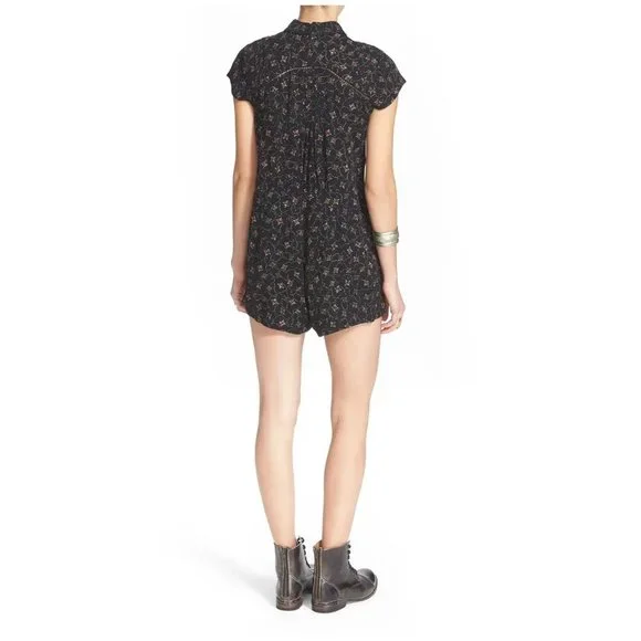 297 FREE PEOPLE Debby Dot Deeby Floral Romper Playsuit Black sz S Women's Casual - Picture 13 of 14